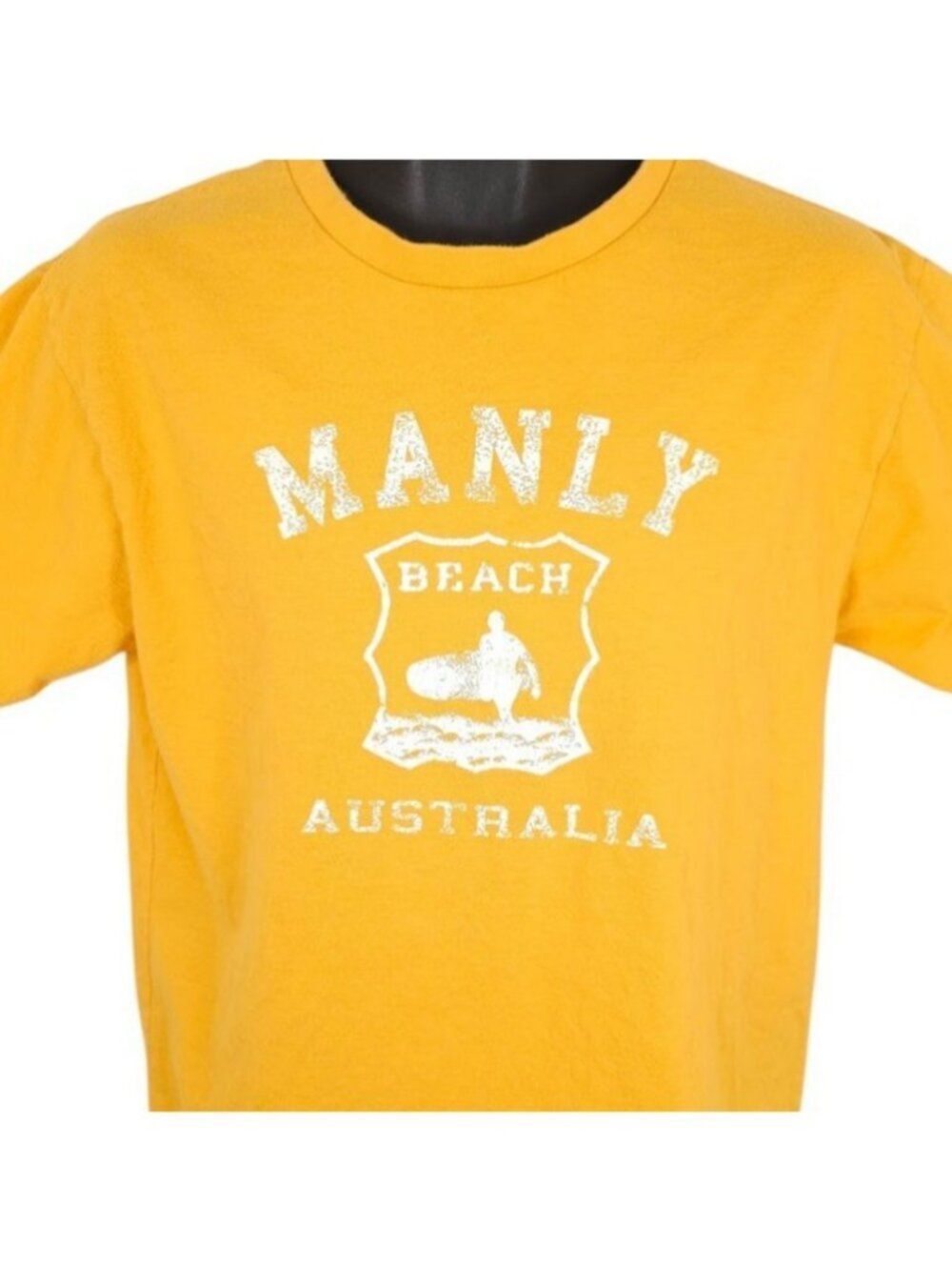 Manly Beach T Shirt Mens Size Medium Yellow Sydney Australia Travel Destination